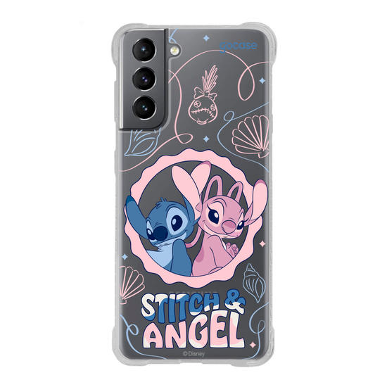 Capinha para celular  Stitch e Angel - Lines and Frame