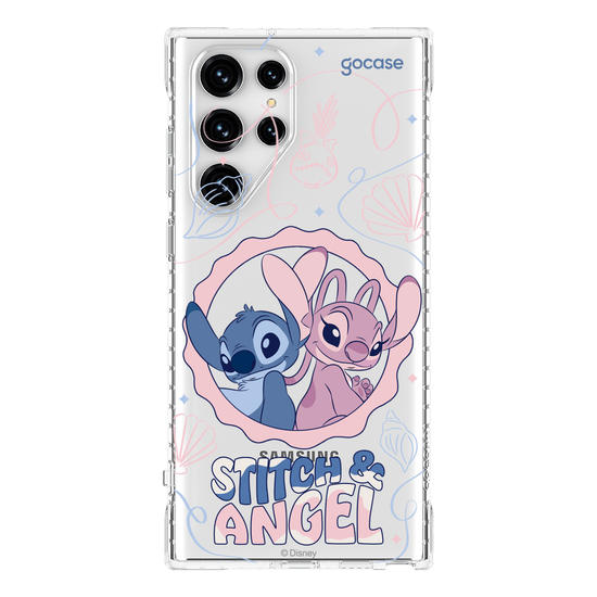 Capinha para celular  Stitch e Angel - Lines and Frame