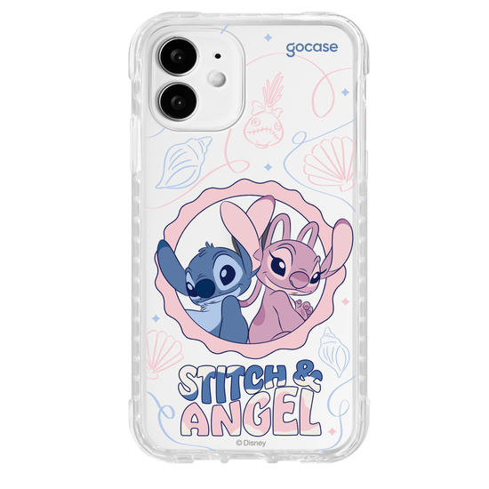 Capinha para celular  Stitch e Angel - Lines and Frame