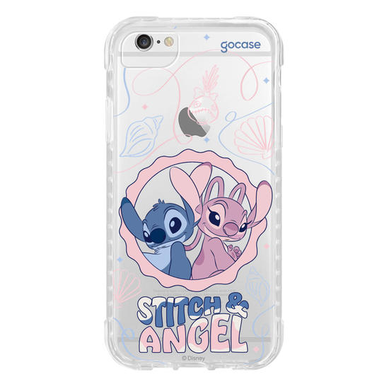 Capinha para celular  Stitch e Angel - Lines and Frame