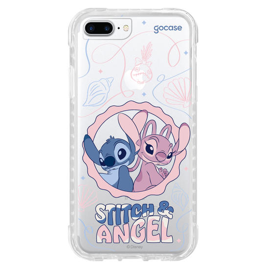 Capinha para celular  Stitch e Angel - Lines and Frame