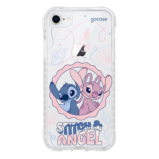 Capinha para celular  Stitch e Angel - Lines and Frame