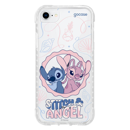 Capinha para celular  Stitch e Angel - Lines and Frame