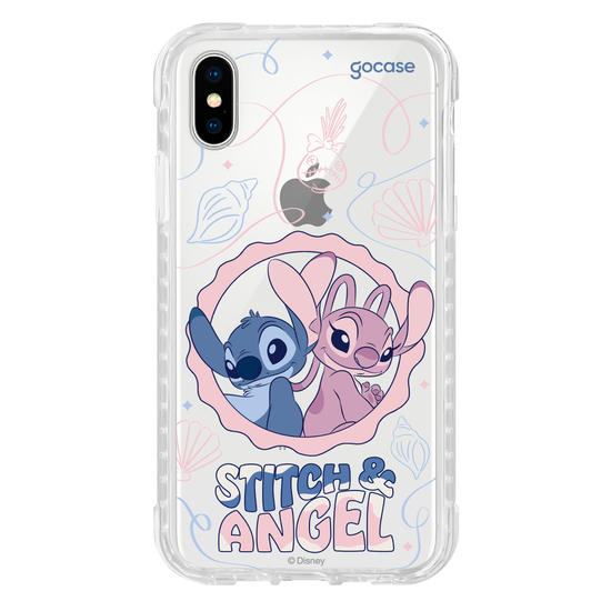 Capinha para celular  Stitch e Angel - Lines and Frame