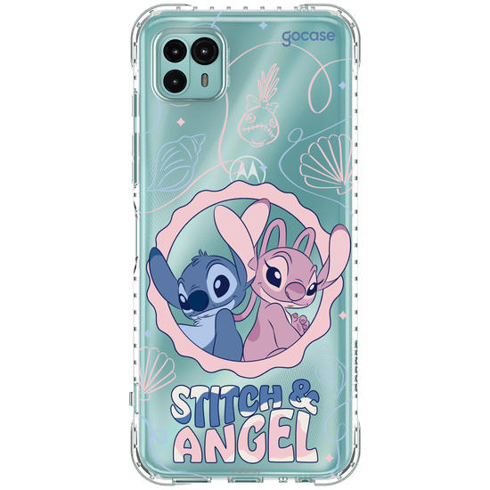 Capinha para celular  Stitch e Angel - Lines and Frame