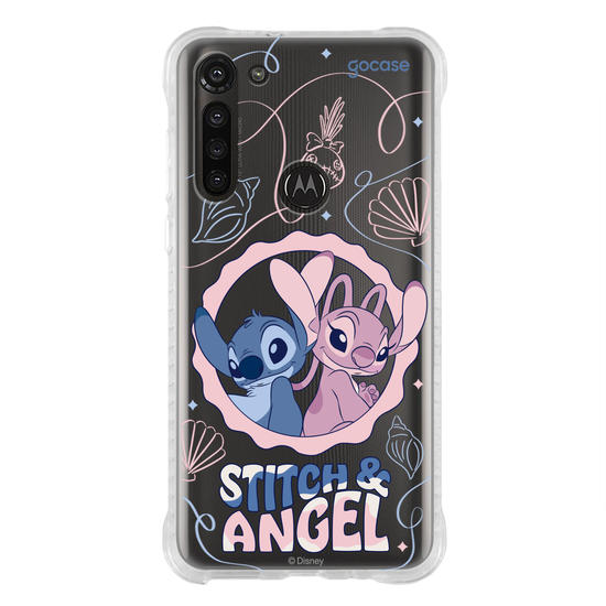 Capinha para celular  Stitch e Angel - Lines and Frame