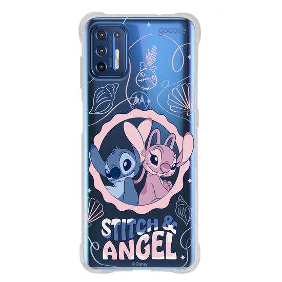 Capinha para celular  Stitch e Angel - Lines and Frame