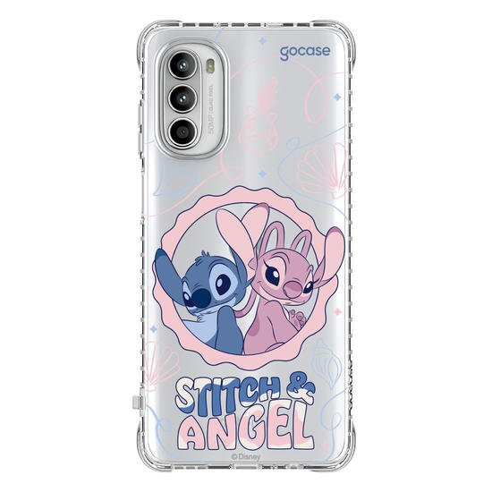 Capinha para celular  Stitch e Angel - Lines and Frame