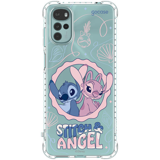 Capinha para celular  Stitch e Angel - Lines and Frame