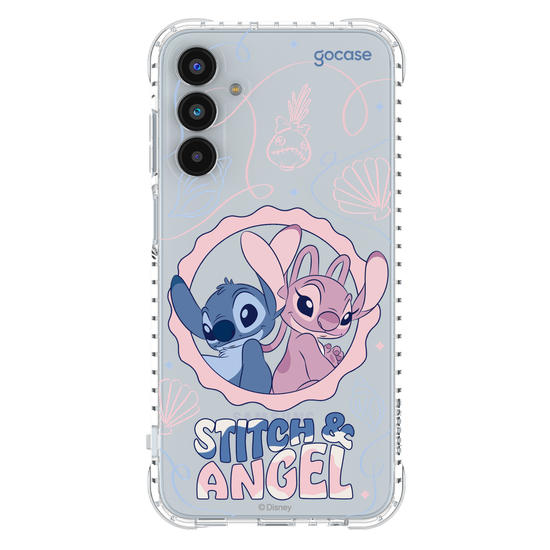 Capinha para celular  Stitch e Angel - Lines and Frame