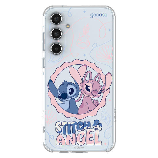 Capinha para celular  Stitch e Angel - Lines and Frame