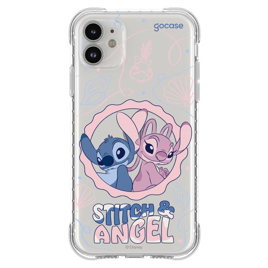 Capinha para celular  Stitch e Angel - Lines and Frame