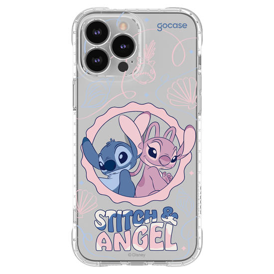 Capinha para celular  Stitch e Angel - Lines and Frame