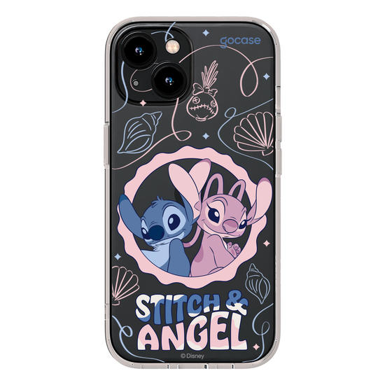 Capinha para celular  Stitch e Angel - Lines and Frame