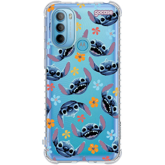 Capinha para celular  Lilo e Stitch - Rostinhos e Flores