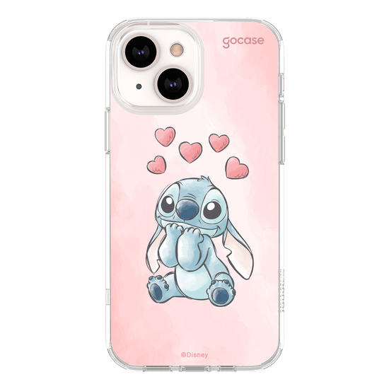 Capinha para celular  Lilo e Stitch - Corações Aquarela