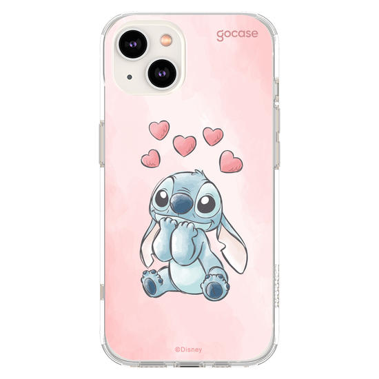 Capinha para celular  Lilo e Stitch - Corações Aquarela