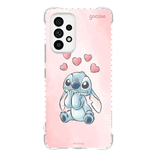 Capinha para celular  Lilo e Stitch - Corações Aquarela