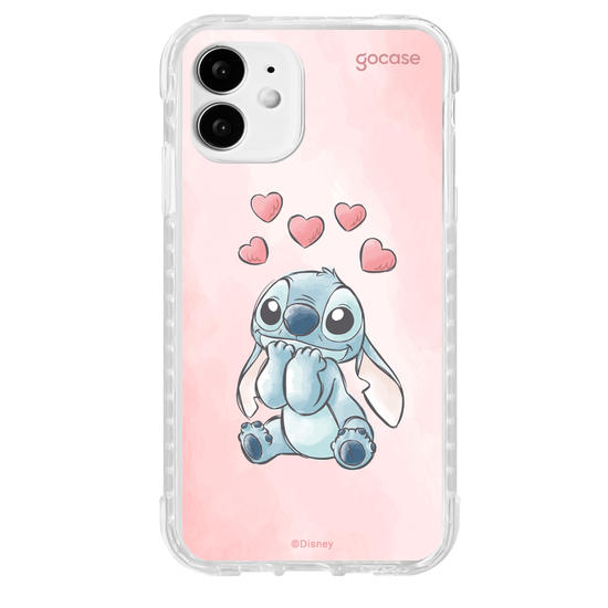 Capinha para celular  Lilo e Stitch - Corações Aquarela