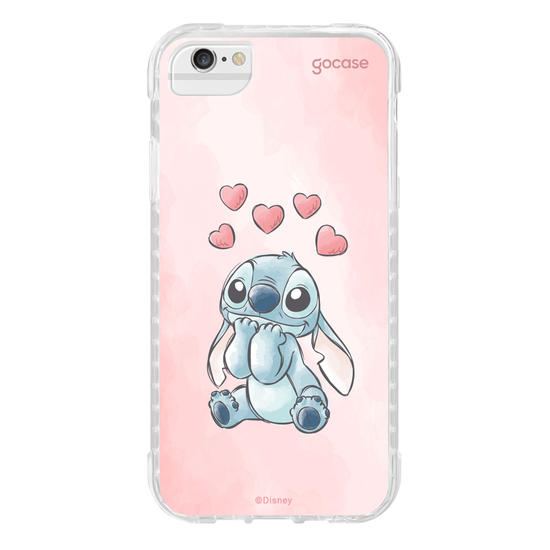 Capinha para celular  Lilo e Stitch - Corações Aquarela