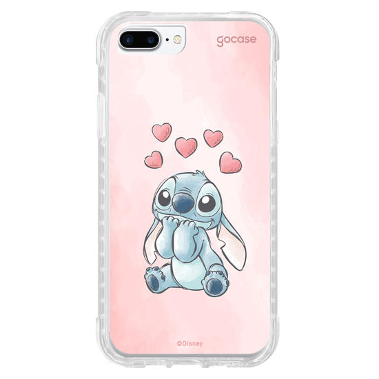 Capinha para celular  Lilo e Stitch - Corações Aquarela