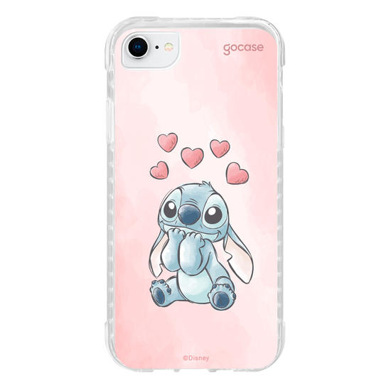 Capinha para celular  Lilo e Stitch - Corações Aquarela