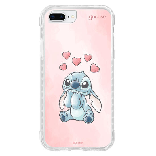 Capinha para celular  Lilo e Stitch - Corações Aquarela