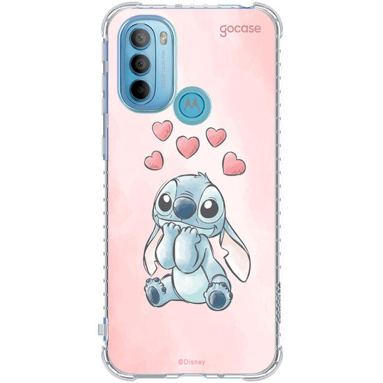 Capinha para celular  Lilo e Stitch - Corações Aquarela