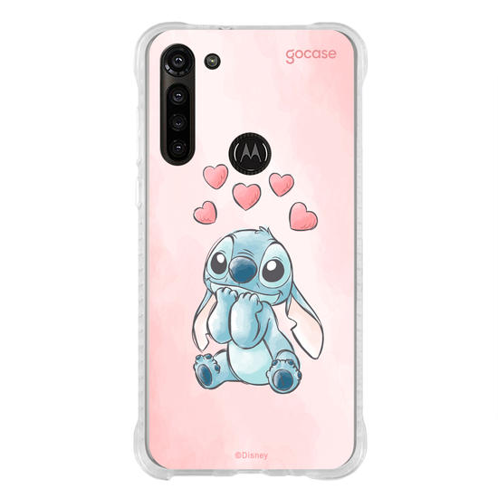 Capinha para celular  Lilo e Stitch - Corações Aquarela