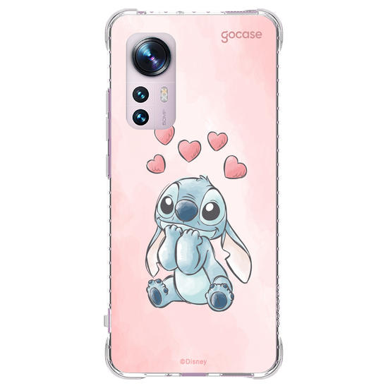Capinha para celular  Lilo e Stitch - Corações Aquarela