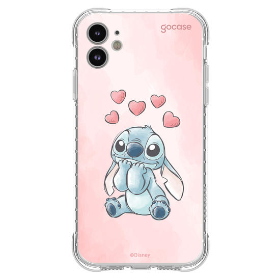 Capinha para celular  Lilo e Stitch - Corações Aquarela