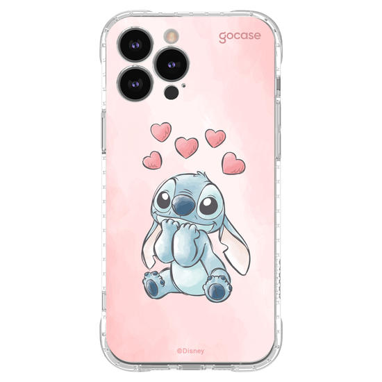 Capinha para celular  Lilo e Stitch - Corações Aquarela