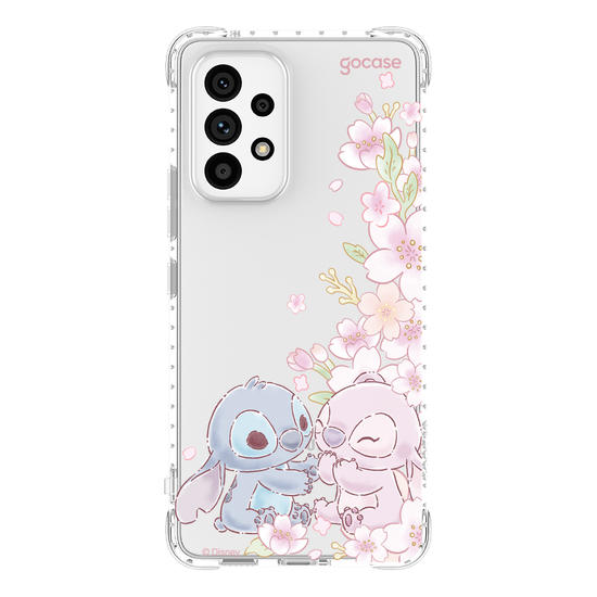 Capinha para celular  Lilo e Stitch - Stitch & Angel - Flores de Cerejeira Laterais