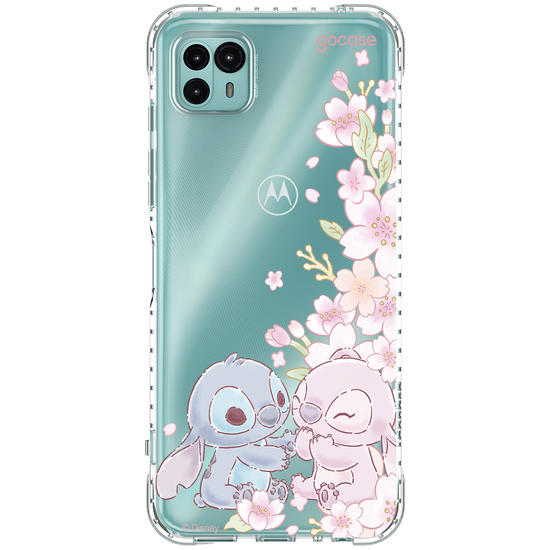 Capinha para celular  Lilo e Stitch - Stitch & Angel - Flores de Cerejeira Laterais