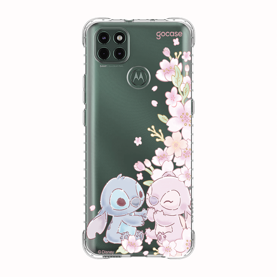 Capinha para celular  Lilo e Stitch - Stitch & Angel - Flores de Cerejeira Laterais
