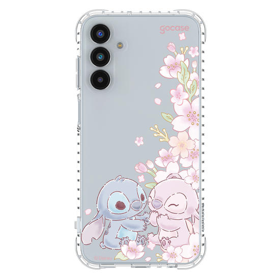 Capinha para celular  Lilo e Stitch - Stitch & Angel - Flores de Cerejeira Laterais