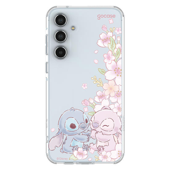 Capinha para celular  Lilo e Stitch - Stitch & Angel - Flores de Cerejeira Laterais