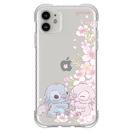 Capinha para celular  Lilo e Stitch - Stitch & Angel - Flores de Cerejeira Laterais