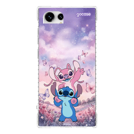 Capinha para celular  Lilo & Stitch - Stitch e Angel Campo de Borboletas