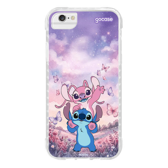 Capinha para celular  Lilo & Stitch - Stitch e Angel Campo de Borboletas