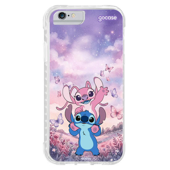 Capinha para celular  Lilo & Stitch - Stitch e Angel Campo de Borboletas
