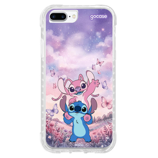 Capinha para celular  Lilo & Stitch - Stitch e Angel Campo de Borboletas