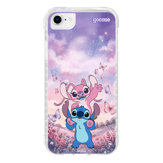 Capinha para celular  Lilo & Stitch - Stitch e Angel Campo de Borboletas