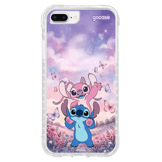 Capinha para celular  Lilo & Stitch - Stitch e Angel Campo de Borboletas