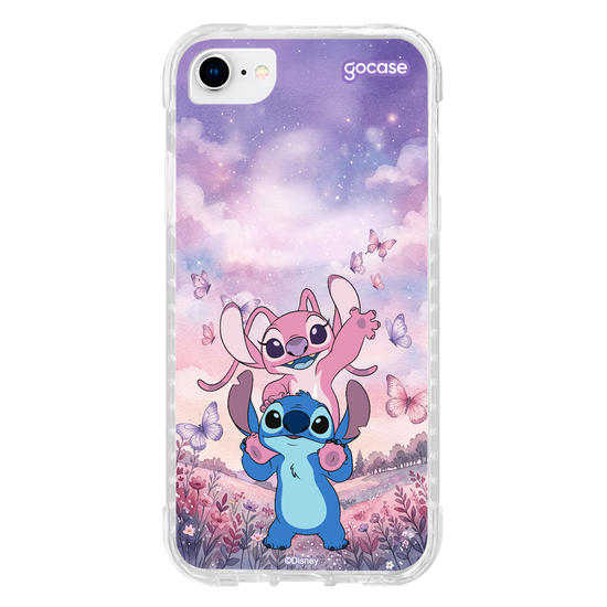 Capinha para celular  Lilo & Stitch - Stitch e Angel Campo de Borboletas