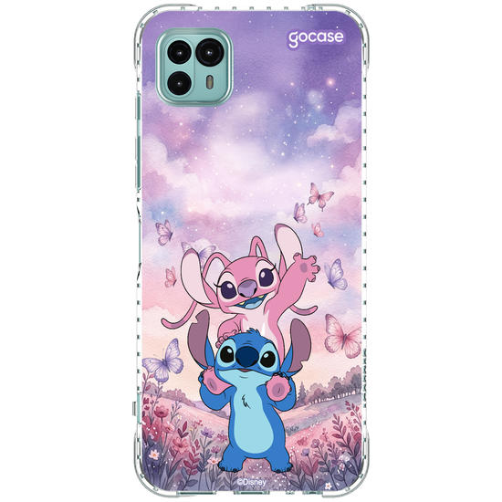 Capinha para celular  Lilo & Stitch - Stitch e Angel Campo de Borboletas