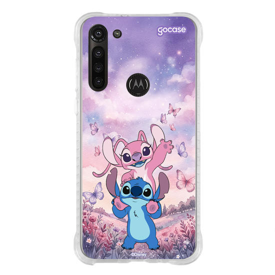 Capinha para celular  Lilo & Stitch - Stitch e Angel Campo de Borboletas