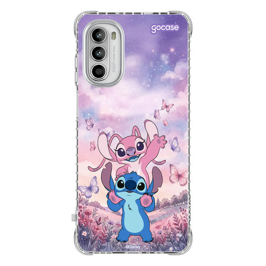 Capinha para celular  Lilo & Stitch - Stitch e Angel Campo de Borboletas