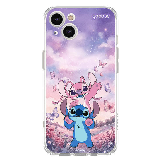 Capinha para celular  Lilo & Stitch - Stitch e Angel Campo de Borboletas