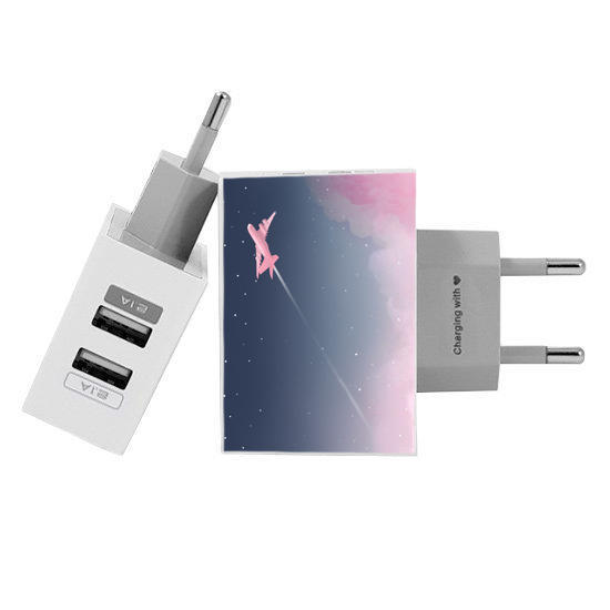 Customized Dual Usb Wall Charger for iPhone and Android - Sweet Travel (EU plug compatible)